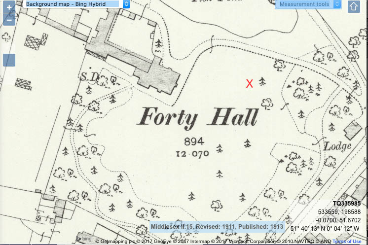 1911 OS 25-inch map from the Scottish National Library’s online digital map database.  The cross marks the location of the mulberry tree today.