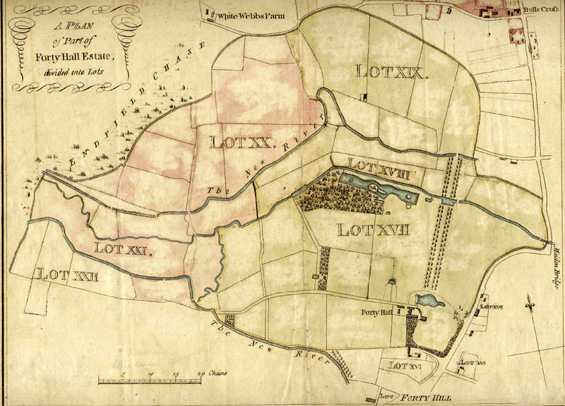 Plan of the proposed sale of Forty Hall in 1772/3.